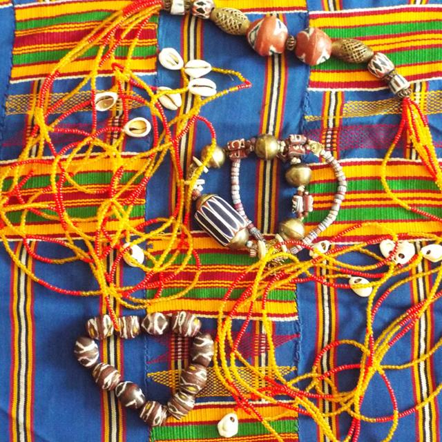 African fabric and bead work